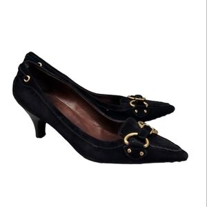 The Original Car Shoe by Prada Suede Pointed Toe Heels Sandals Shoes sz 36.5/6.5